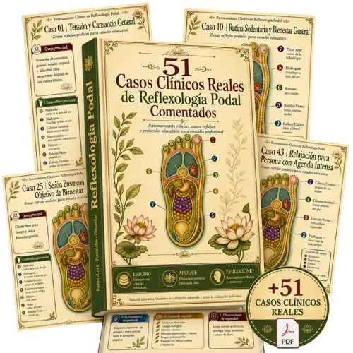 Mockup del material 51 Casos Clínicos Reales de Reflexología Podal